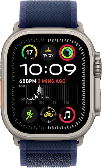 Apple Watch Ultra 2 2024 Titanium 49mm Natural με Blue Trail Loop (S/M)