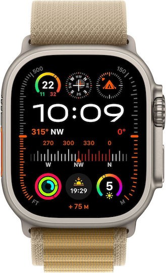 Apple Watch Ultra 2 2024 Titanium 49mm Natural με Tan Alpine Loop - Large