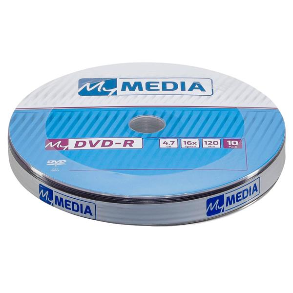1X10 MYMEDIA DVD-R 4,7GB 16X SPEED MATT SILVER WRAP
