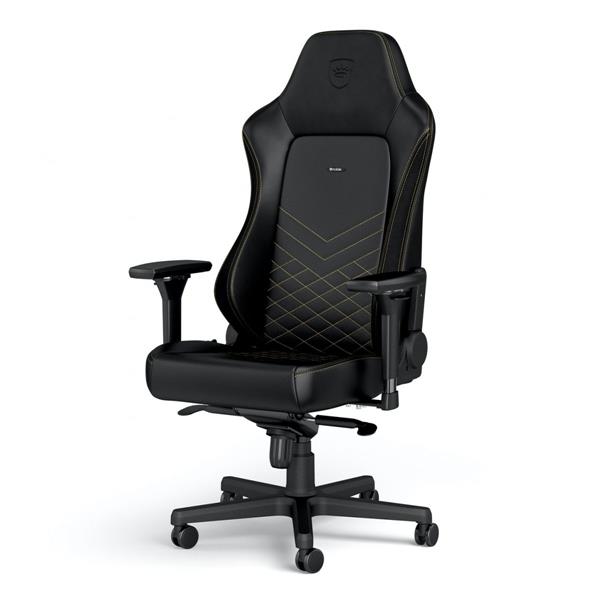 NOBLECHAIRS HERO GAMING CHAIR – COLD FOAM, STEEL ARMRESTS, 60MM CASTERS, 150KG – BLACK/GOLD
