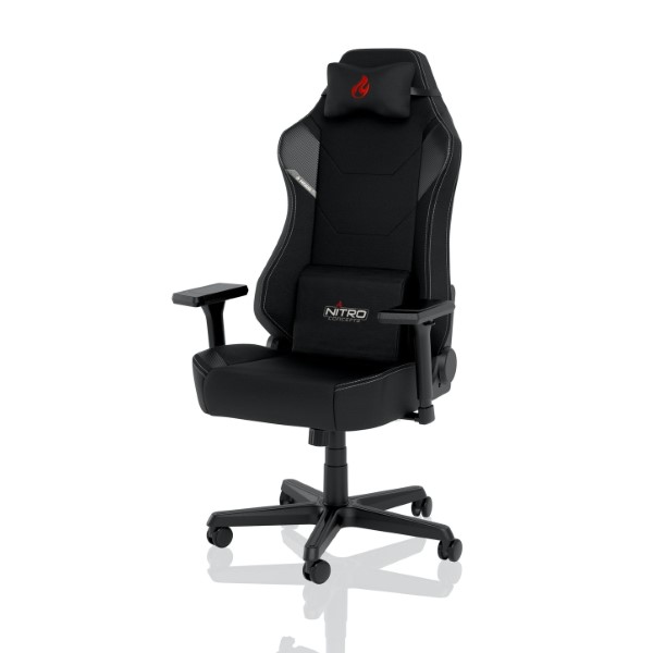 NITRO CONCEPTS X1000 GAMING CHAIR - QUALITY FABRIC & COLD FOAM - STEALTH BLACK