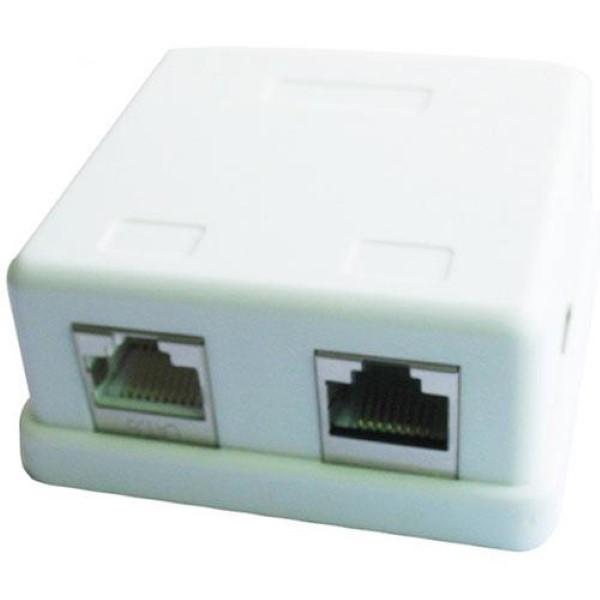 CABLEXPERT TWO JACK SYRFACE MOUNT BOX WITH 2 CAT5E HALF-SHIELDED KEYSTONE JACKS