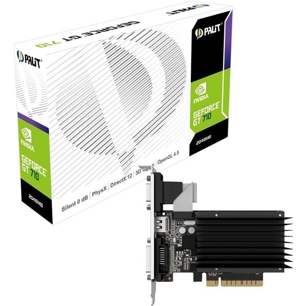 PALIT GEFORCE 710 GRAPHICS CARD NVIDIA GEFORCE 710 2 GB  DDR3, 64 BIT  2 SLOTS HDMI, DVI-D, VGA