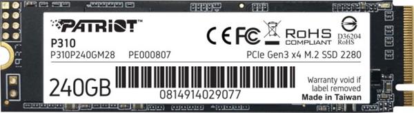 PATRIOT SSD 240GB 1000/1700 P310 M.2 PCIE