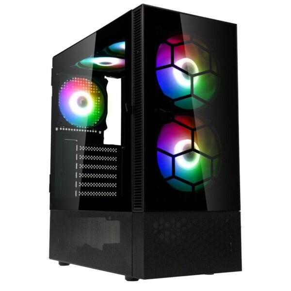 KOLINK OBSERVATORY MX GLASS ARGB MIDI TOWER CASE – BLACK WITH 5 ARGB FANS – 2X140MM & 3X120MM