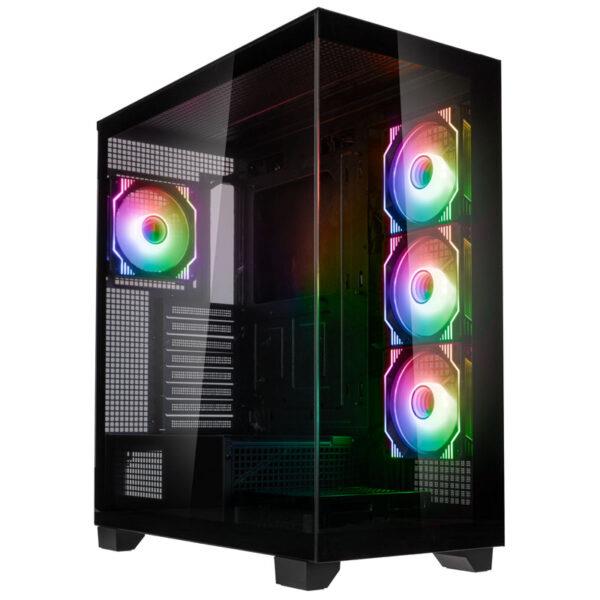 KOLINK UNITY ARENA ARGB MIDI TOWER SHOWCASE – BLACK E-ATX 420MM CLEARANCE WITH 4 ARGB FANS