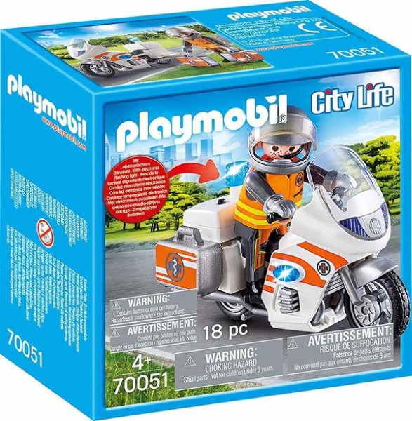 PLAYMOBIL City Life Emergency Motorcycle with Flashing Light 70051
