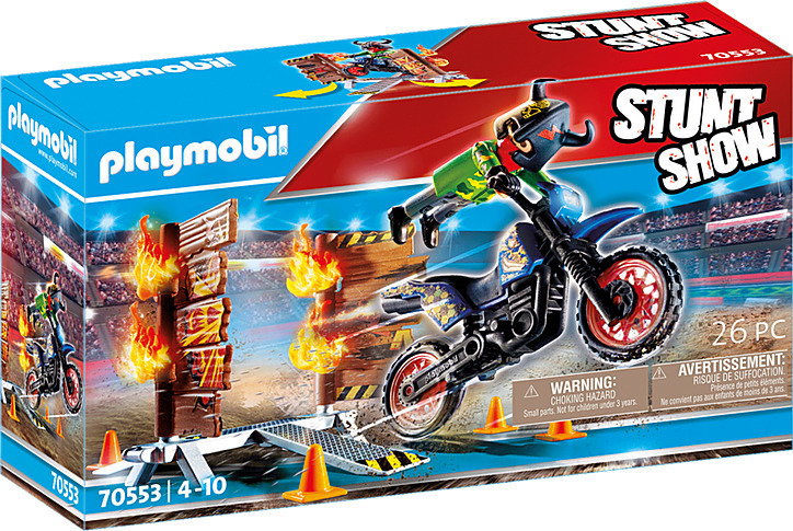 Playmobil Stunt Show: Μοτοσικλετιστής και Τοίχος Φωτιάς 70553