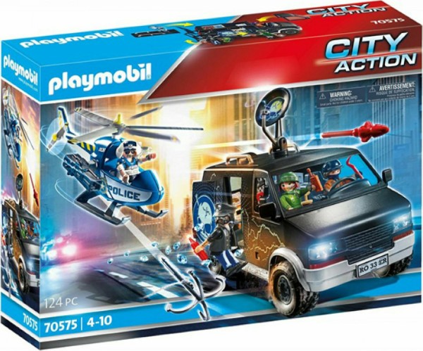 Playmobil City Action Αστυνομικό Ελικόπτερο & Ληστές με Βαν 70575