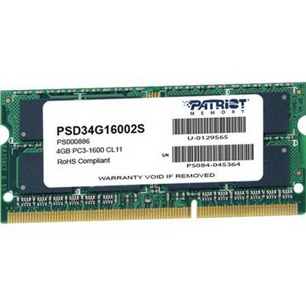 PATRIOT SO-DIMM 4 GB DDR3-1600, MEMORY 4 GB CL11 1 PIECE PSD34G16002S, SIGNATURE-LINE PSD34G16002S
