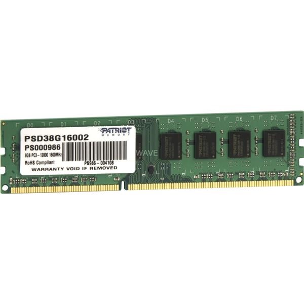 PATRIOT DIMM 8 GB DDR3-1600, RAM 8 GB CL11 1 PIECE PSD38G16002, SIGNATURE LINE PSD38G16002