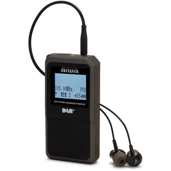 AIWA POCKET DIGITAL RADIO WITH DAB- AND EARPHONES BLACK