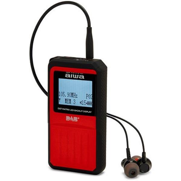 AIWA POCKET DIGITAL RADIO WITH DAB- AND EARPHONES RED