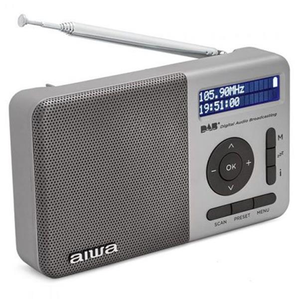 AIWA RADIO DAB- FM-RDS WITH SPEAKER AND EARPHONES SILVER