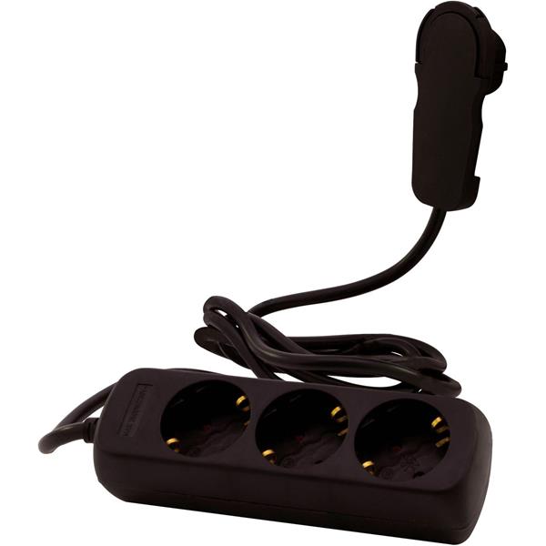REV MULTIPLE SOCKET OUTLET 3-FOLD 2M BLACK