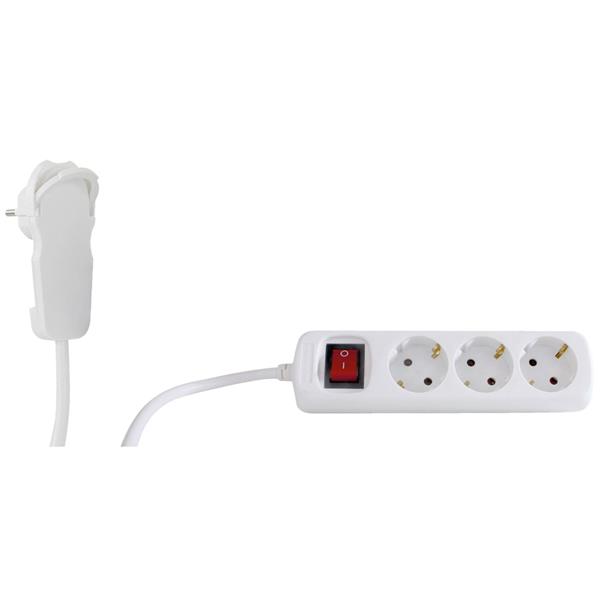 REV MULTIPLE SOCKET OUTLET 3-FOLD 5M WHITE + SWITCH