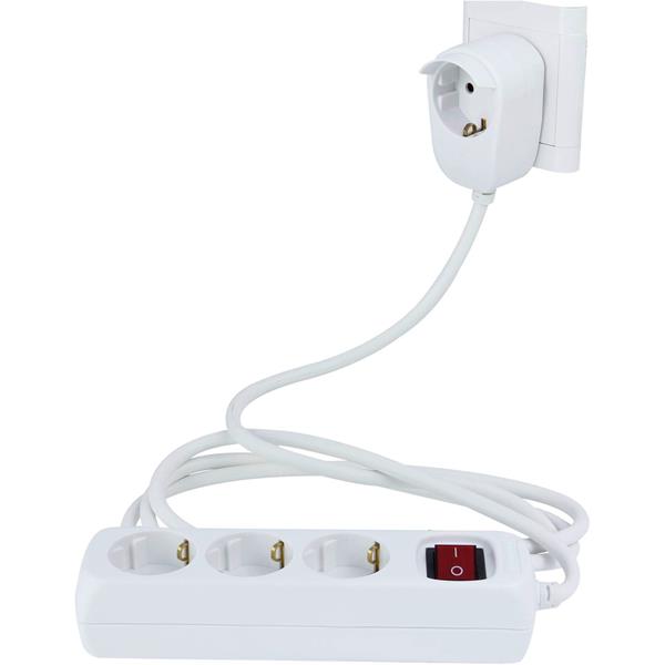 REV MULTIPLE SOCKET OUTLET 3+1-FOLD 5M + SWITCH WHITE