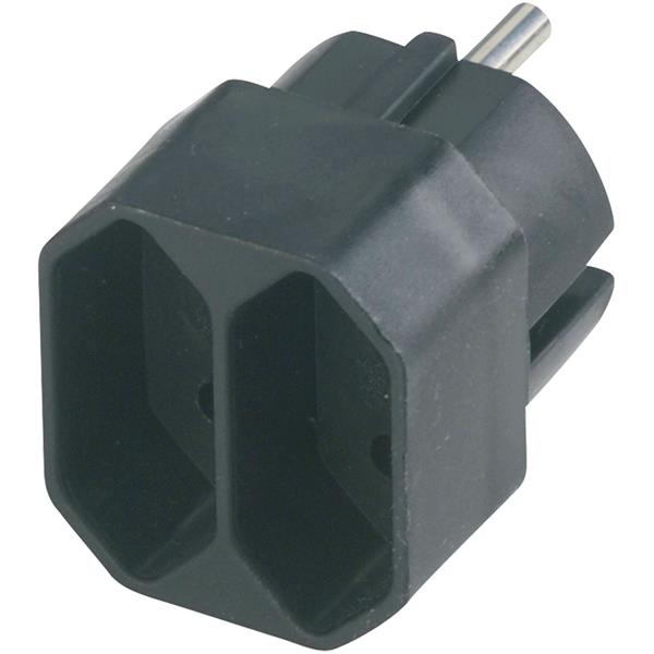 REV TRANSITION PLUG 2-FOLD BLACK EUROSTECKDOSEN