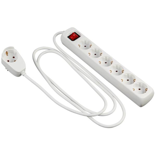 REV MULTIPLE SOCKET OUTLET POWERSPLIT 6-FOLD 2M WHITE