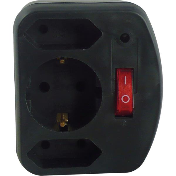 REV 3-FOLD ADAPTER W. SWITCH AND SURGE PROTECTOR BLACK