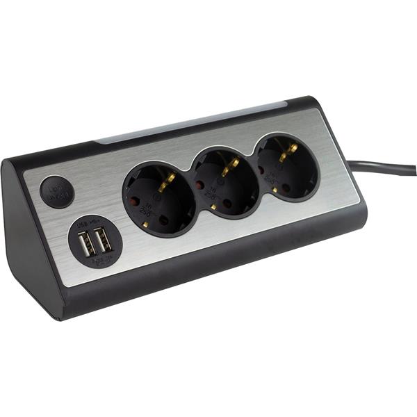 REV LIGHT SOCKET 3-FOLD MULTIPLE SOCKET OUTLET +2X USB