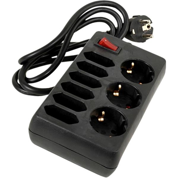 REV SOCKET LINE 9-FOLD 1,4 M W. SWITCH BLACK
