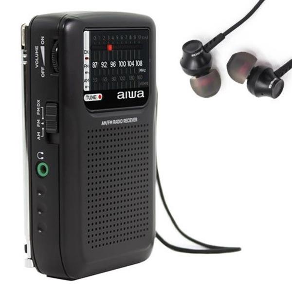 AIWA POCKET RADIO WITH EARPHONES BLACK
