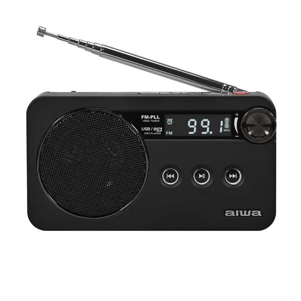 AIWA RADIO FM PLL RDS ALARM CLOCK BATTERY WITH ANTENNA AIWA BLACK