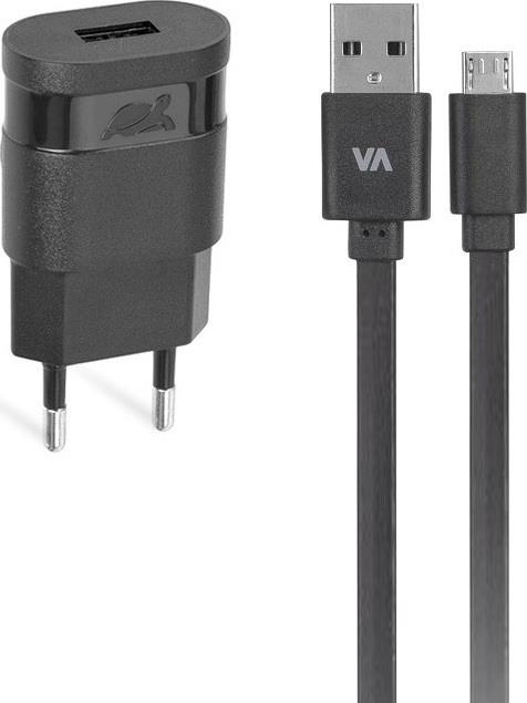 RIVAPOWER VA 4111 BD1  BLACK WALL CHARGER AC 1USB X 1A +MICROUSB CABLE RIVACASE