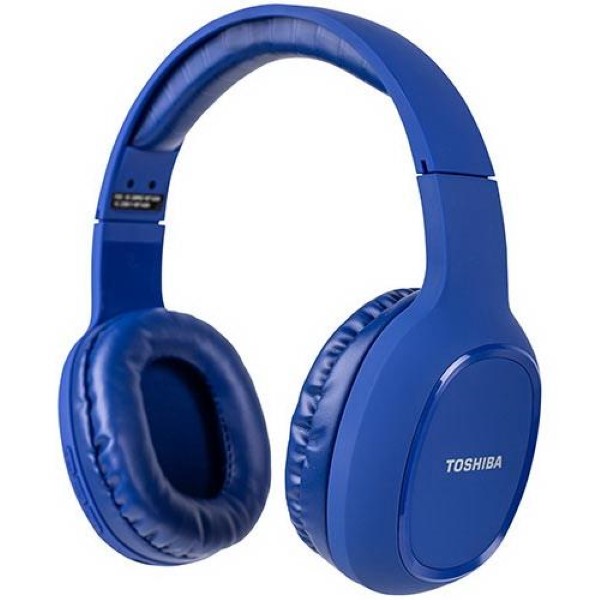 TOSHIBA AUDIO BLUETOOTH SPORT RUBBER COATED STEREO HEADPHONE BLUE