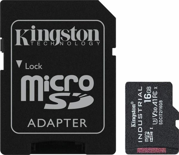 KINGSTON INDUSTRIAL MICROSDHC 16GB CLASS 10 U3 V30 A1 UHS-I ΜΕ ΑΝΤΑΠΤΟΡΑ