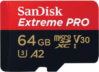 SanDisk microSDXC  64GB Extreme Pro A2 C10 V30 UHS-I U3