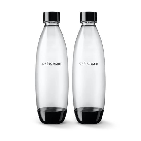 SODASTREAM  FUSE PLASTIC BOTTLE, 1 L, 2-PACK, JUG TRANSPARENT/BLACK, FOR DUO BUBBLERS