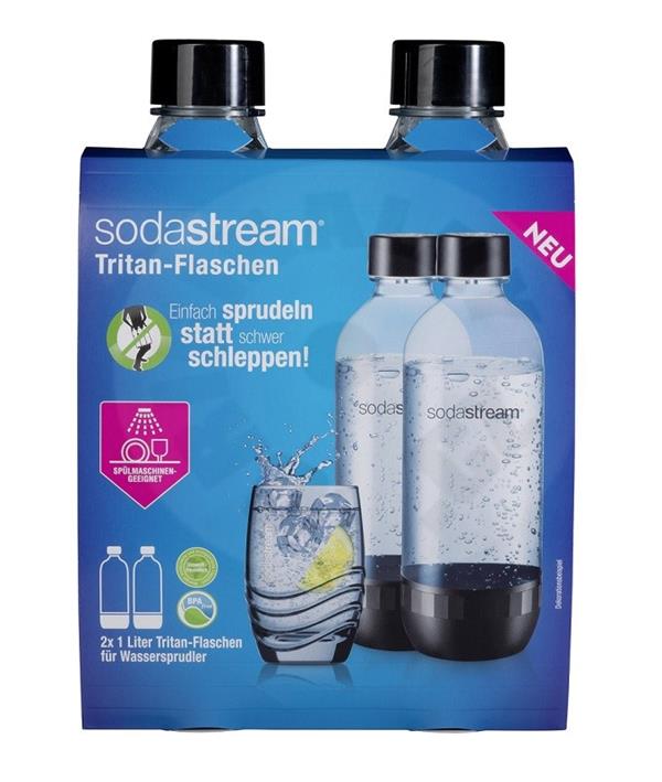 SODASTREAM TRITAN BOTTLE 1L BLACK TWINPACK