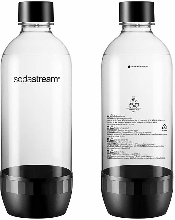 SODASTREAM  TRITAN BOTTLE DUOPACK 1L, DRINKING BOTTLE TRANSPARENT/BLACK