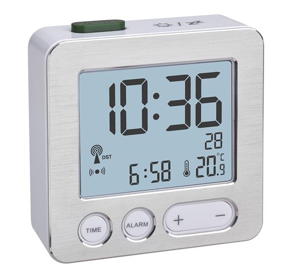 TFA 60.2545.54 RC ALARM CLOCK SILVER/WHITE