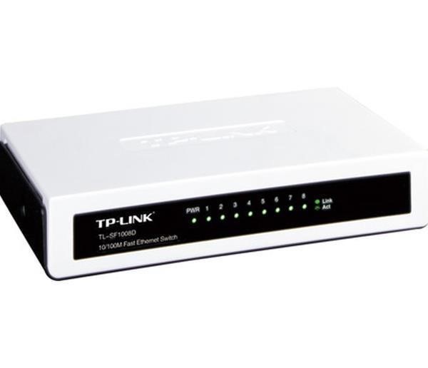 TP-LINK TL-SF1008D 8-port 10/100M mini Desktop Switch, 8 10/100M RJ45 ports, Plastic case