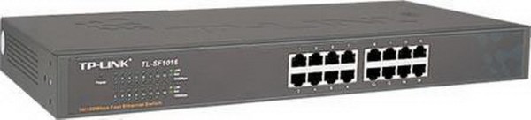 TP-LINK TL-SF1016 16-port 10/100M Switch, 16 10/100M RJ45 ports, 1U 19-inch rack