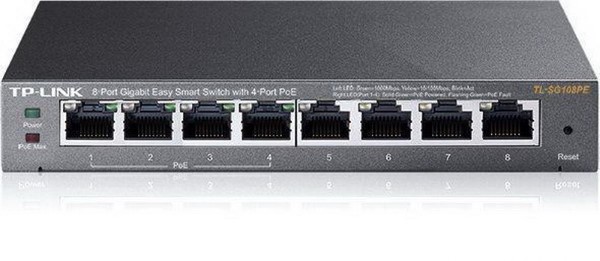 TP-LINK TL-SG108PE 8-Port Gigabit Desktop PoE Easy Smart Switch, 8 Gigabit RJ45 ports including 4 PoE ports