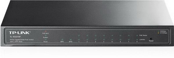 TP-LINK TL-SG2210P 8-Port Gigabit Desktop PoE Smart Switch, 8 Gigabit RJ45 ports including 2 SFP ports