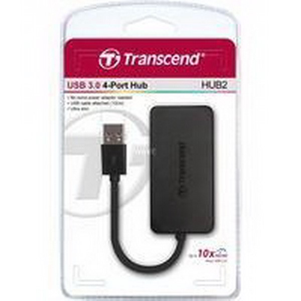 TRANSCEND SWITCHES & DISTRIBUTOR 4-PORT USB 3.0 HUB, USB HUB BLACK