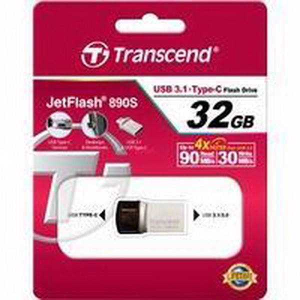 TRANSCEND JETFLASH 890 32GB, USB STICK 32GB TS32GJF890S, OTG, USB TYPE-C