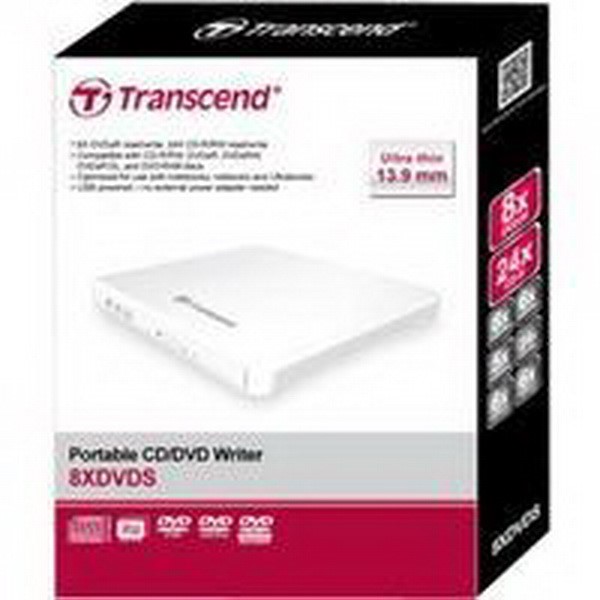 TRANSCEND OPTICAL DRIVE TS8XDVDS-W EXTERNAL DVD BURNER WHITE