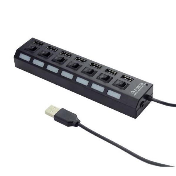 GEMBIRD USB2.0 POWERED 7-PORT HUB WITH SWITCHES BLACK