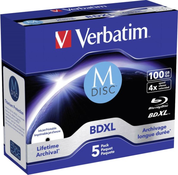 VERBATIM BD-R M-DISC 4X JC 100GB PR 5ST