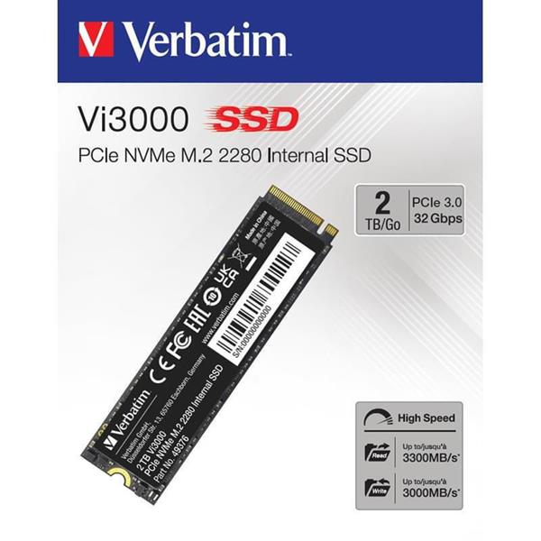 VERBATIM VI3000 M 2 SSD 2TB PCIE NVME 49376