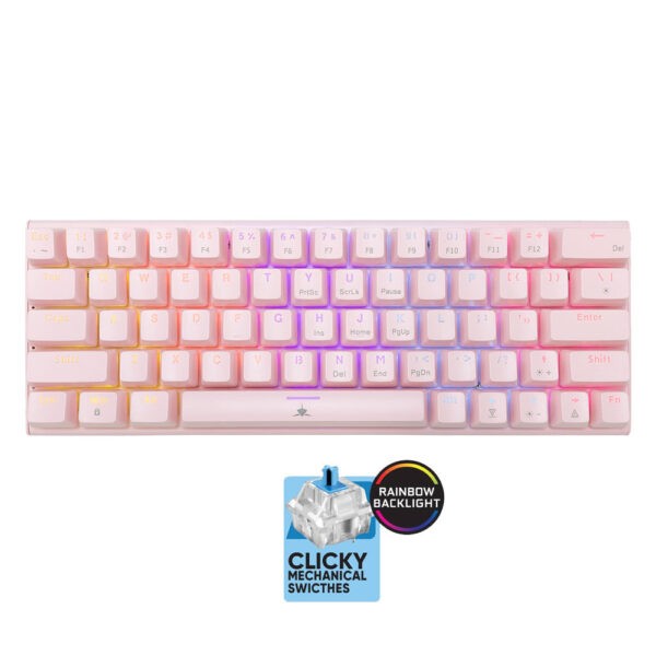 WHITE SHARK MECHANICAL KEYBOARD GK-002421V2 US BLUE SWITCH WAKIZASHI-2 PINK