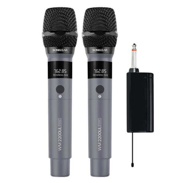 SONICGEAR DUAL 2.4G WIRELESS LED MICROPHONE WM 2200 UL GRIGIO