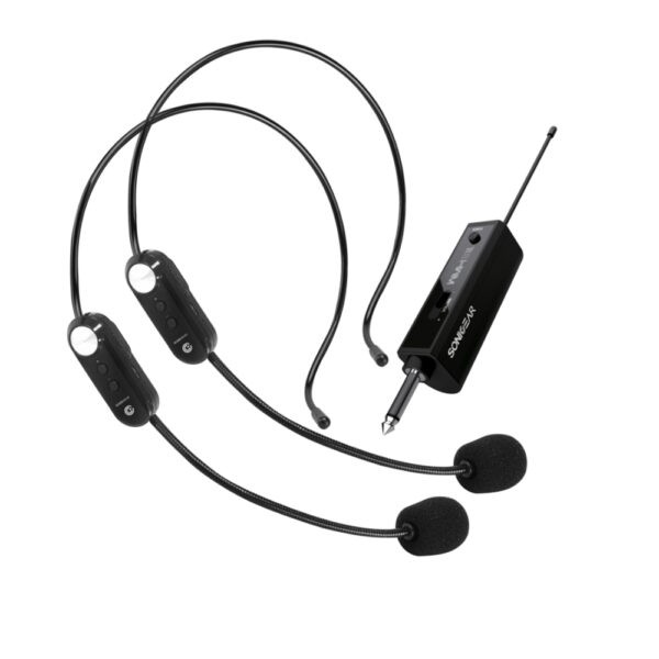 SONICGEAR RECHARGEABLE DUAL HEADSET MICROPHONES WMH 100 UL BLACK