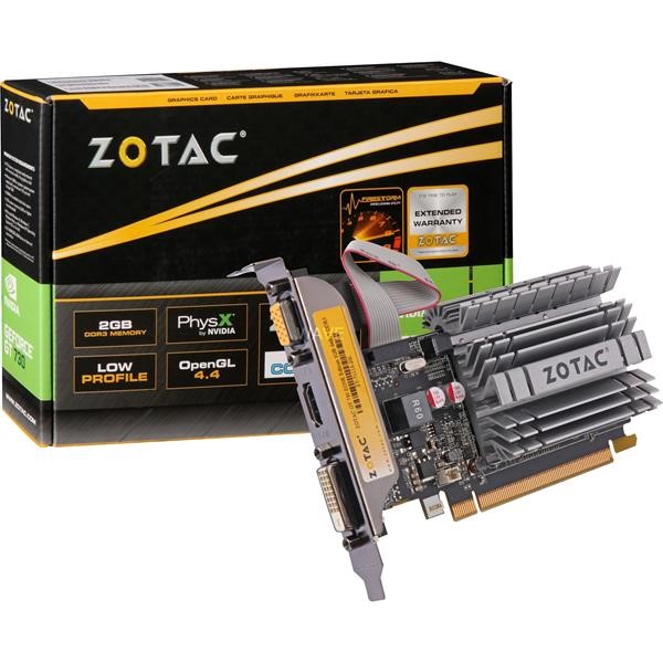 ZOTAC 2GB GT730 ZONE, GRAPHICS CARD NVIDIA GEFORCE 730 2 GB  DDR3, 64 BIT  2 SLOTS 902 MHZ HDMI, DVI, VGA, RETAIL ZT-71113-20L